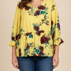 Plus size yellow floral blouse from Evri women's plus size 0X NWT